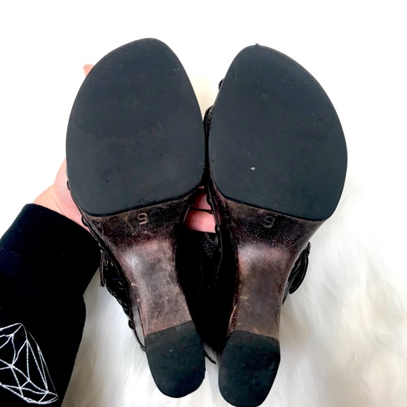 DIEGO DI LUCCA Whimsigoth Y2K leather wood platform sandals 9 - Picture 9 of 12